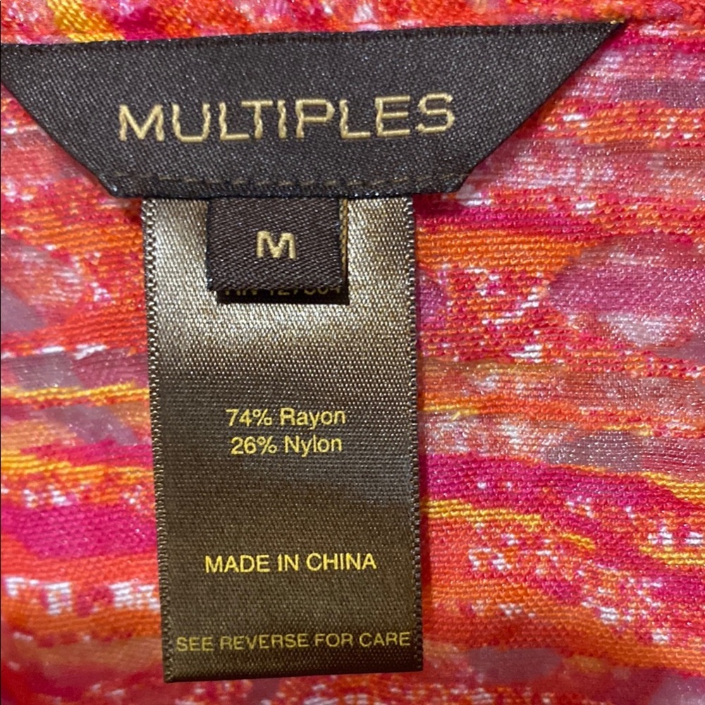 Multiples Vibrant Red Button-Down Shirt sheer jac… - image 10